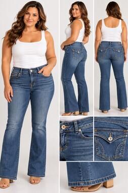 DKNY Jeans Women's Bootcut Blue Denim Stretch 5-Pocket Design Size 14